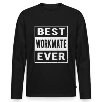 For the Best Work Colleague - Men's Premium Organic Long Sleeve Shirt - black - Front - Nico (187cm)