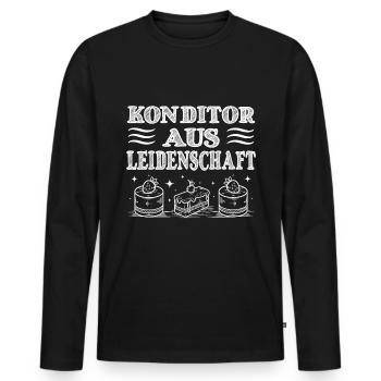 Pâtissier - T-shirt manches longues Premium bio Homme - noir - Devant - Nico (187cm)