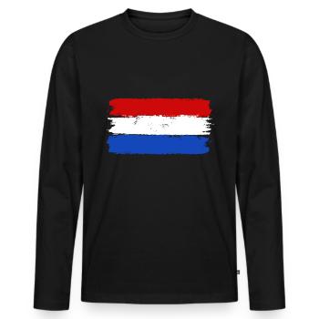 Hollande - T-shirt manches longues Premium bio Homme - noir - Devant - Nico (187cm)