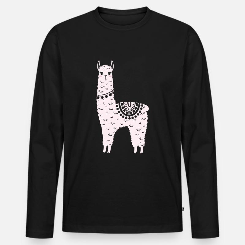 Alpaca - Männer Premium Bio Langarmshirt - Schwarz