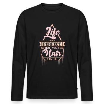 Coiffeur disant - T-shirt manches longues Premium bio Homme - noir - Devant - Nico (187cm)