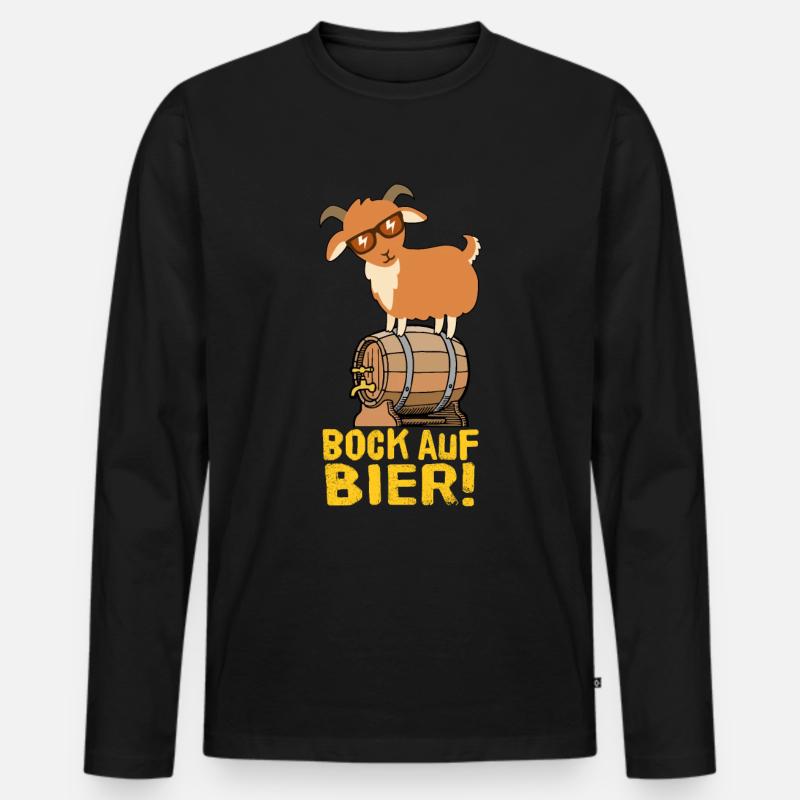 Bock auf Bier - Männer Premium Bio Langarmshirt - Schwarz