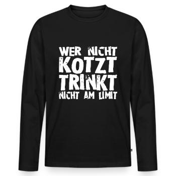Kotzen - Männer Premium Bio Langarmshirt - Schwarz - Vorne - Nico (187cm)