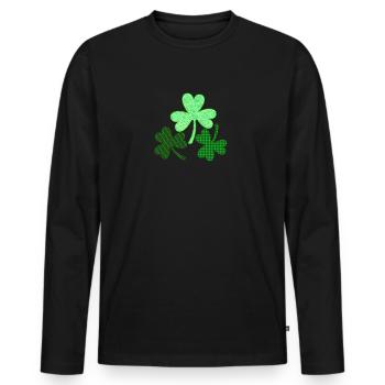 Shamrock leaves for St. Patrick's Day - Men's Premium Organic Long Sleeve Shirt - black - Front - Nico (187cm)