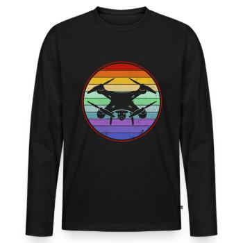 Drohne Retro - Männer Premium Bio Langarmshirt - Schwarz - Vorne - Nico (187cm)