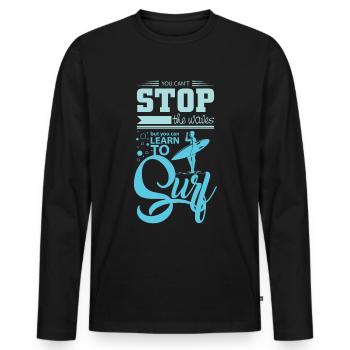 Surf disant - T-shirt manches longues Premium bio Homme - noir - Devant - Nico (187cm)