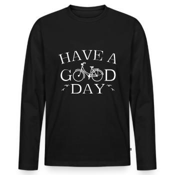 J’ai un bon jour - T-shirt manches longues Premium bio Homme - noir - Devant - Nico (187cm)