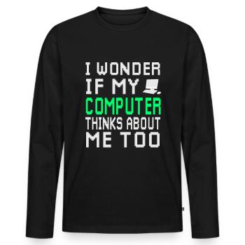 ordinateur - T-shirt manches longues Premium bio Homme - noir - Devant - Nico (187cm)