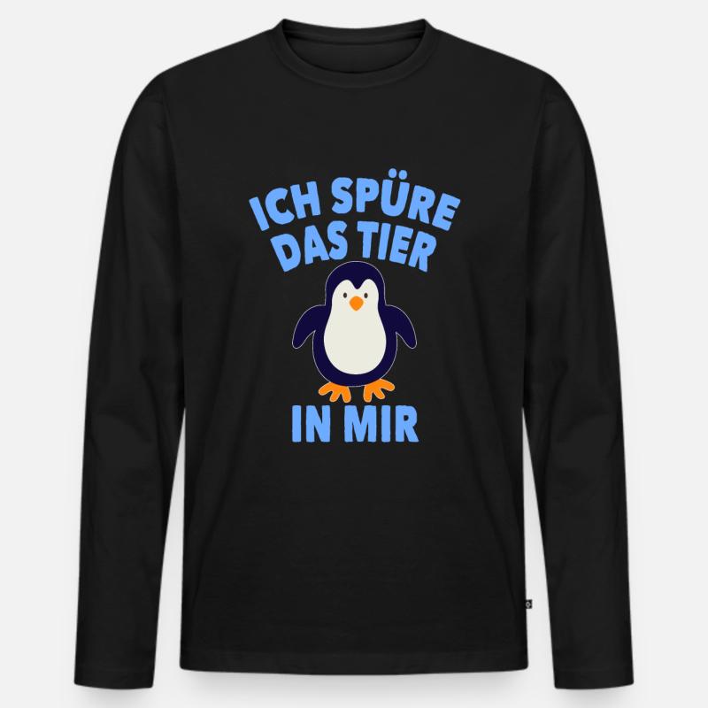 Pinguin lustig - Männer Premium Bio Langarmshirt - Schwarz