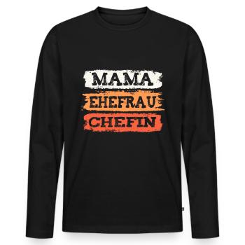Mama Ehefrau Chefin - Männer Premium Bio Langarmshirt - Schwarz - Vorne - Nico (187cm)