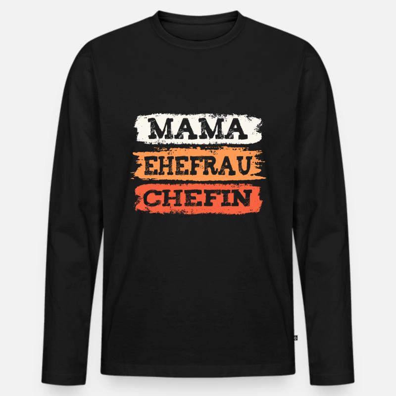 Mama Ehefrau Chefin - Männer Premium Bio Langarmshirt - Schwarz