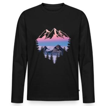 Montagne coucher de soleil - T-shirt manches longues Premium bio Homme - noir - Devant - Nico (187cm)