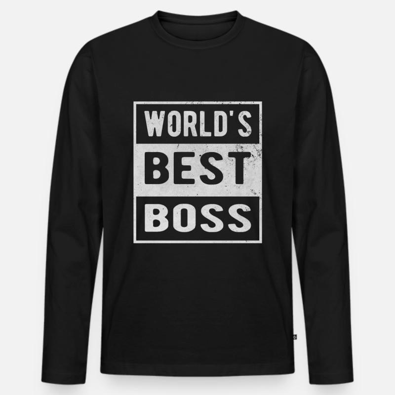 Worlds best boss - Männer Premium Bio Langarmshirt - Schwarz
