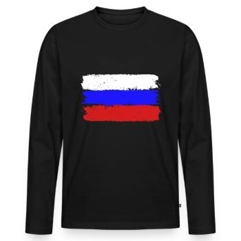 Drapeau de la Russie - T-shirt manches longues Premium bio Homme - noir - Devant - Nico (187cm)