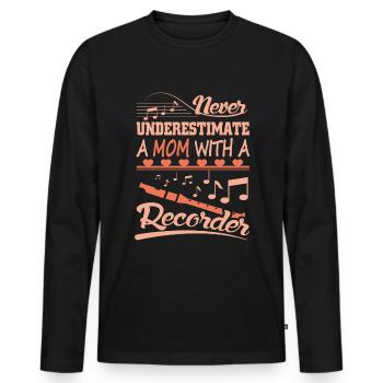 Flûte à bec mère - T-shirt manches longues Premium bio Homme - noir - Devant - Nico (187cm)