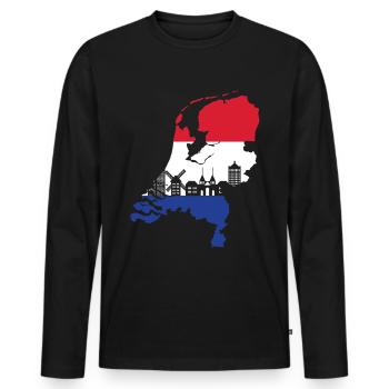 Drapeau Hollande - T-shirt manches longues Premium bio Homme - noir - Devant - Nico (187cm)