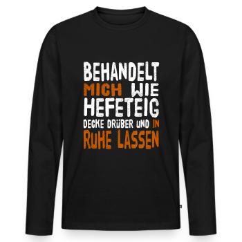 Hefeteig - Männer Premium Bio Langarmshirt - Schwarz - Vorne - Nico (187cm)
