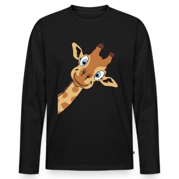 Girafe mignon cadeau girafe tête animal zoo - T-shirt manches longues Premium bio Homme - noir - Devant - Nico (187cm)