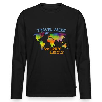 Travel more - T-shirt manches longues Premium bio Homme - noir - Devant - Nico (187cm)
