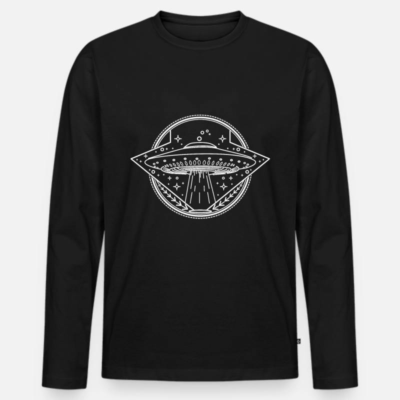 Ufo - Männer Premium Bio Langarmshirt - Schwarz