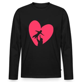 Papa et fils - T-shirt manches longues Premium bio Homme - noir - Devant - Nico (187cm)