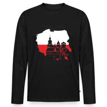 Pologne cracovie - T-shirt manches longues Premium bio Homme - noir - Devant - Nico (187cm)