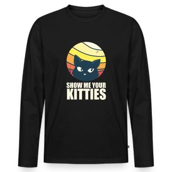 Lustiges Katzen Motiv - Show me your Kitties - Männer Premium Bio Langarmshirt - Schwarz - Vorne - Nico (187cm)