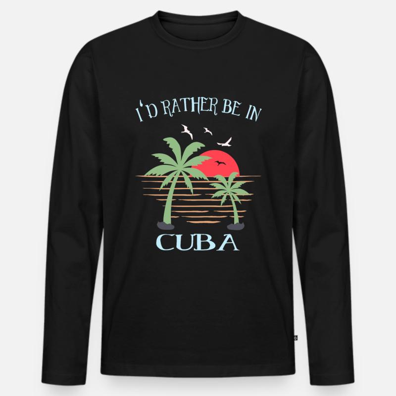 Cuba - Männer Premium Bio Langarmshirt - Schwarz