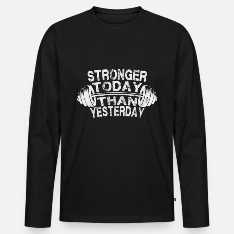 Stronger today - Männer Premium Bio Langarmshirt - Schwarz