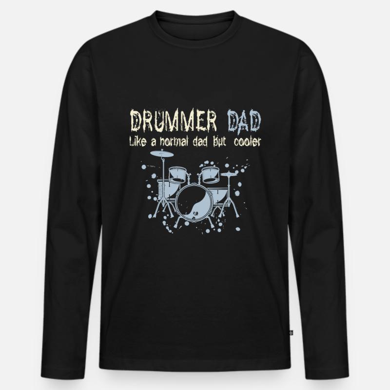Schlagzeug Papa - Männer Premium Bio Langarmshirt - Schwarz