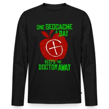 Geocaching Gifts Caches Geocacher - Men's Premium Organic Long Sleeve Shirt - black - Front - Nico (187cm)