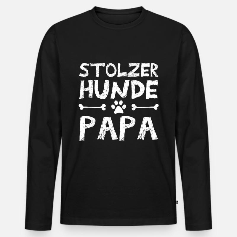 Stolzer hunde Papa - Männer Premium Bio Langarmshirt - Schwarz