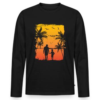 Father and son - Men's Premium Organic Long Sleeve Shirt - black - Front - Nico (187cm)