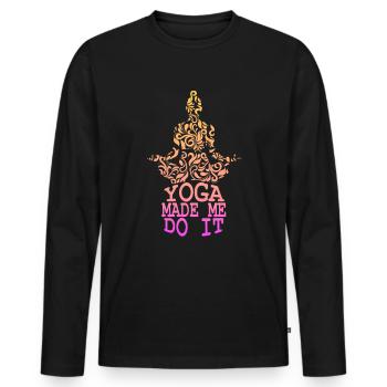 Yoga made me do it - Männer Premium Bio Langarmshirt - Schwarz - Vorne - Nico (187cm)