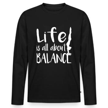 Stand de la main - T-shirt manches longues Premium bio Homme - noir - Devant - Nico (187cm)