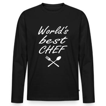 World's best cook - Men's Premium Organic Long Sleeve Shirt - black - Front - Nico (187cm)