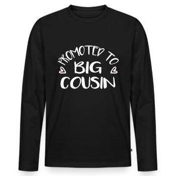 Promoted to big cousin - Men's Premium Organic Long Sleeve Shirt - black - Front - Nico (187cm)