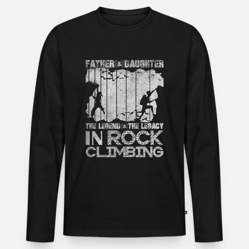 Papa Und Tochter Klettern - Männer Premium Bio Langarmshirt - Schwarz