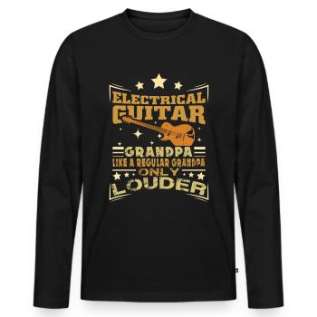 E-guitare grand-père - T-shirt manches longues Premium bio Homme - noir - Devant - Nico (187cm)