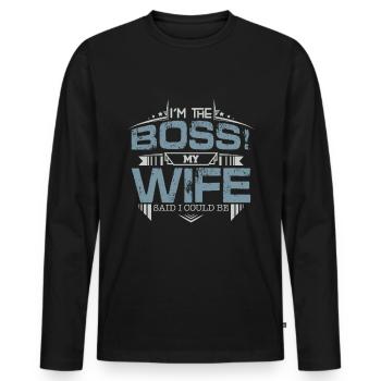 My boss my wife - T-shirt manches longues Premium bio Homme - noir - Devant - Nico (187cm)