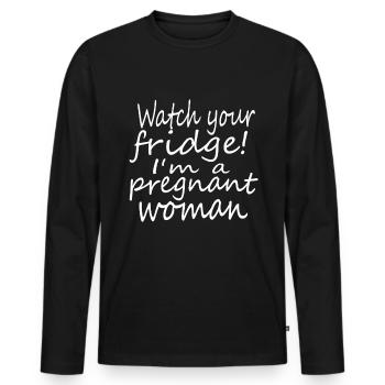 Eating pregnant - Men's Premium Organic Long Sleeve Shirt - black - Front - Nico (187cm)