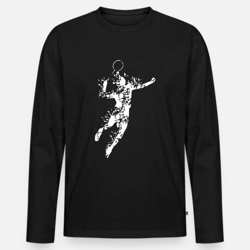 Badminton Design - Männer Premium Bio Langarmshirt - Schwarz