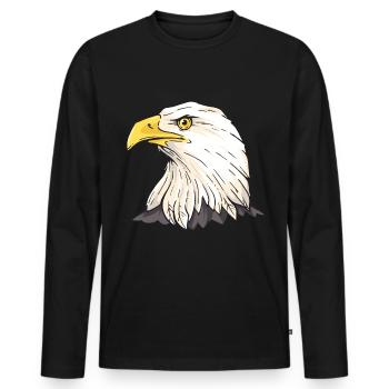 Aigle Fauconnier Chasse à tête blanche Fauconneur - T-shirt manches longues Premium bio Homme - noir - Devant - Nico (187cm)