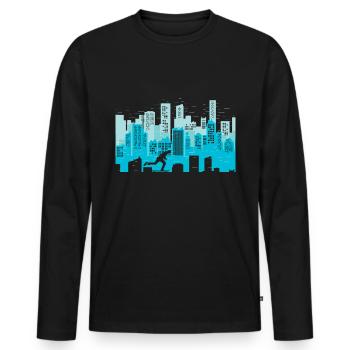 Longboard - Männer Premium Bio Langarmshirt - Schwarz - Vorne - Nico (187cm)