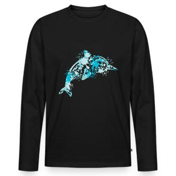 Delfin - Männer Premium Bio Langarmshirt - Schwarz - Vorne - Nico (187cm)