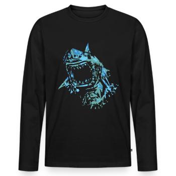 Requins - T-shirt manches longues Premium bio Homme - noir - Devant - Nico (187cm)