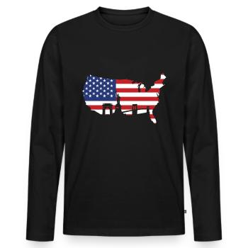 Drapeau usa - T-shirt manches longues Premium bio Homme - noir - Devant - Nico (187cm)