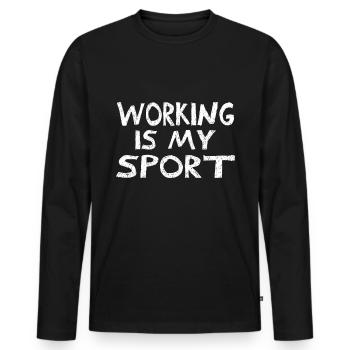 Work is my sport - Men's Premium Organic Long Sleeve Shirt - black - Front - Nico (187cm)