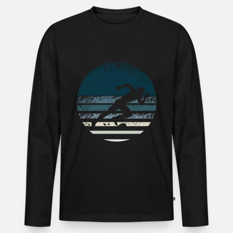 Leichtathletik Retro - Männer Premium Bio Langarmshirt - Schwarz