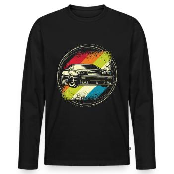 Rallye auto retro - T-shirt manches longues Premium bio Homme - noir - Devant - Nico (187cm)